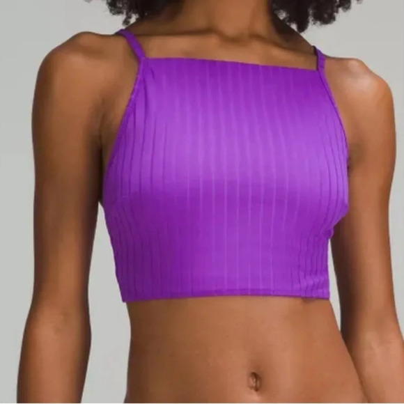Lululemon Ribbed High-Neck Longline Atomic Purple Swim Top Size 12 B/C Cup NWT - Picture 1 of 6